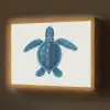 Schildpad - Blauw - Schild Light Box met batterij (Wandlamp) middel -z3d_website