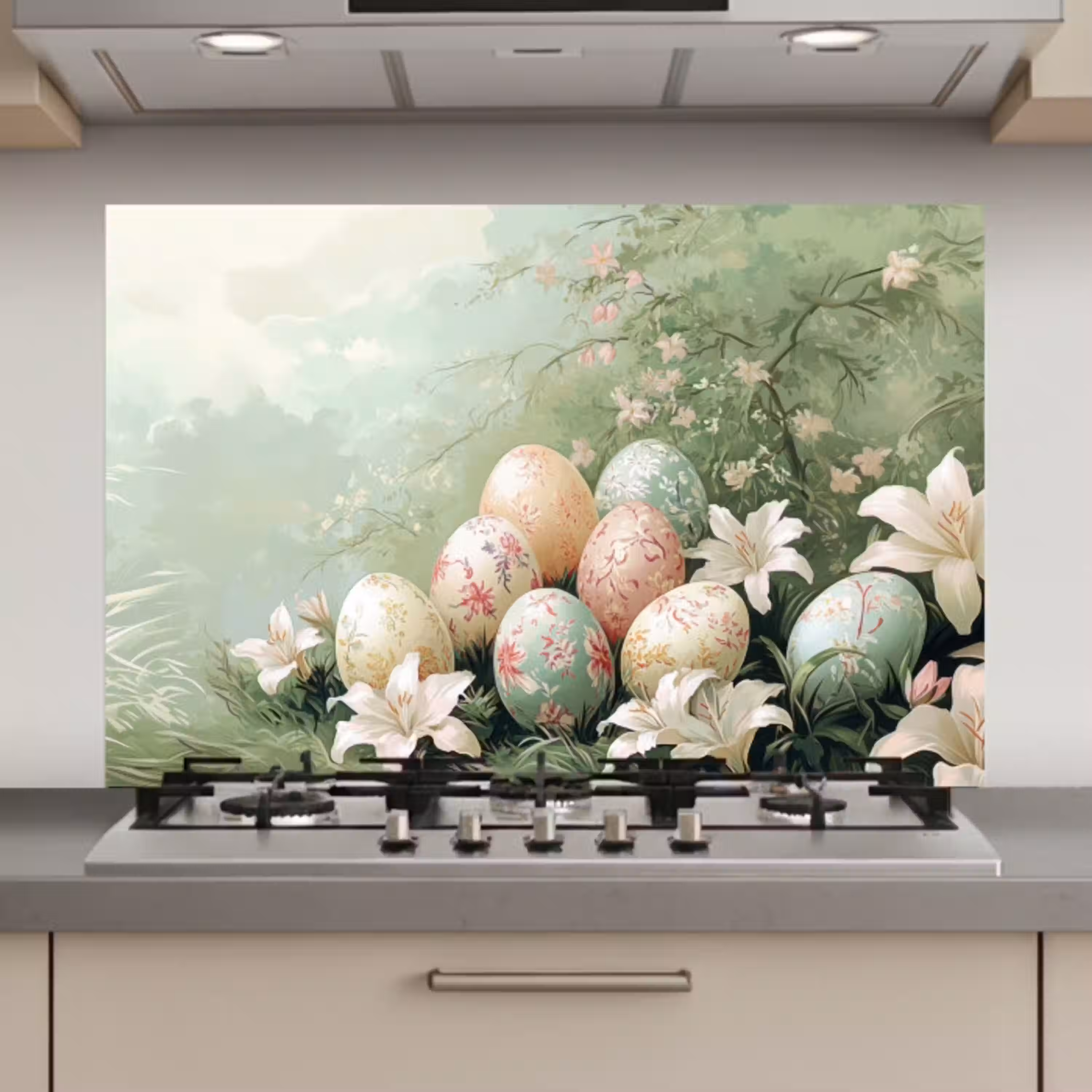 Paaseieren - Pasteltinten - Bloemen keuken achterwand spatscherm klein -3d_website