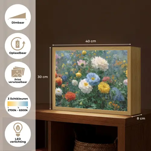 Close-up - Veld - Bloemen - Kleurrijk Light Box met batterij (Wandlamp) middel -USP_websiteoverzichtNL
