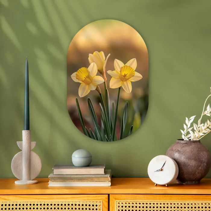 Bloemen - Geel - Wazig Wandcirkel Ovaal Forex klein -sfeer2