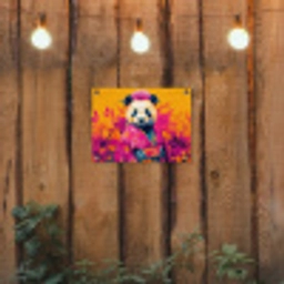 Kimono - Roze - Panda - Bloemenkroon tuinposter los doek klein -sfeer1