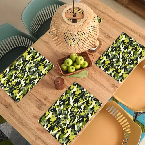 Groen - Geel - Camouflage - Patroon Placemat vinyl groot 368 -zzsfeer5_Kitchenyeah-website