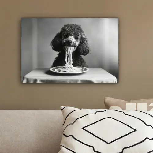 Poedel - Hond - Zwart - Wit - Schattig - Pasta canvas 2cm klein -sfeer3