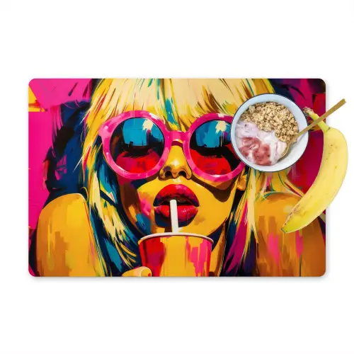 Zonnebril - Roze - Vrouw - Rietje Placemat vinyl groot -zzzproduct_Kitchenyeah-website