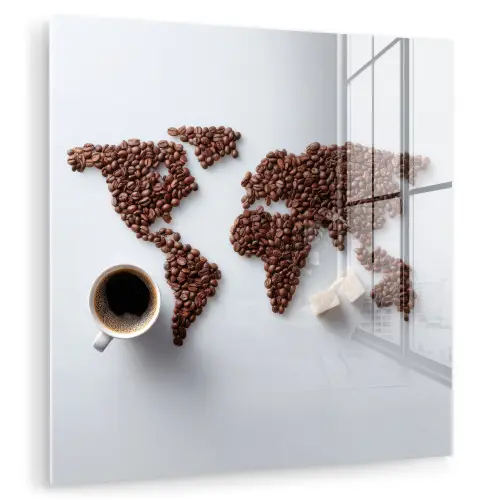 Wereldkaart - Koffiebonen - Suikerklontjes plexiglas 5mm klein -zzzproduct_nieuw