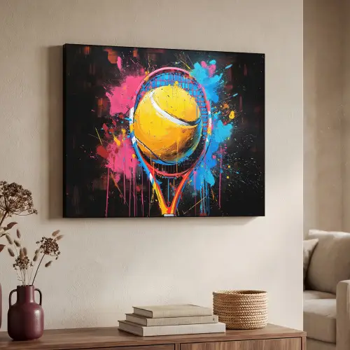 Graffiti - Tennis - Sport - Racket Textielframe zwart klein -sfeer3