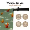 Dinosaurussen - Wolken - Sterren - Oranje Wandkleed katoen klein -sfeer2