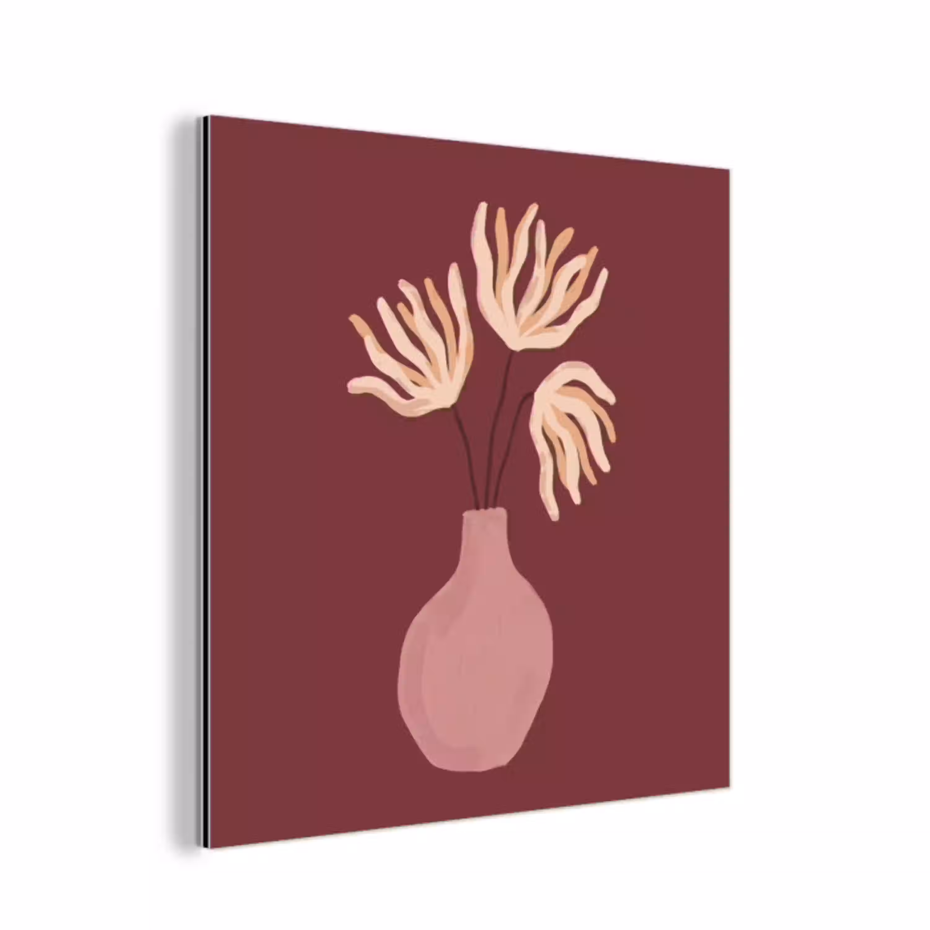 Bloemen - Vaas - Abstract - Modern - Aardetinten aluminium wit klein -3d