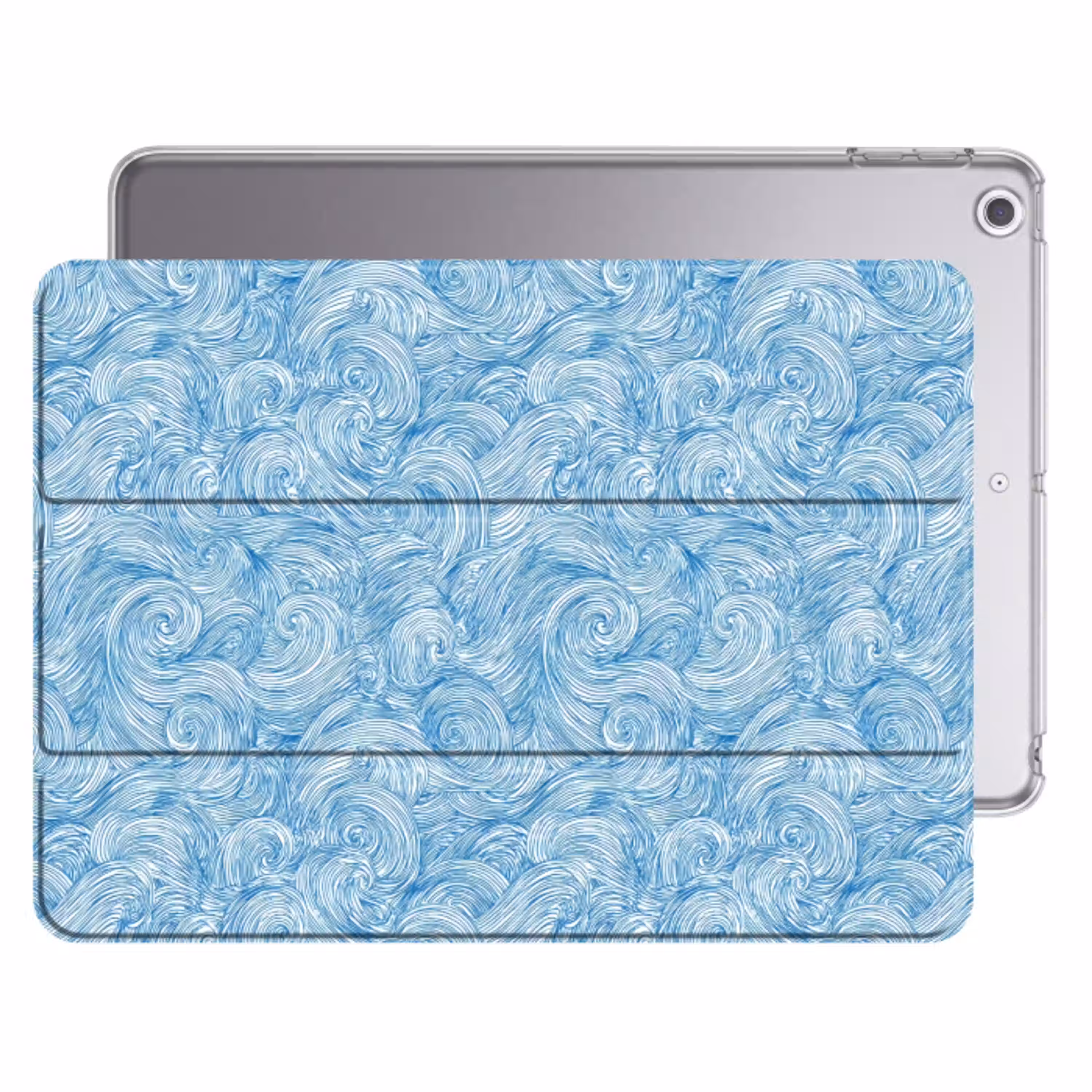 Blauw - Wit - Spiraal - Golven - Lijnen Apple iPad 2017 middel 1172 -threedimensional_3d_global