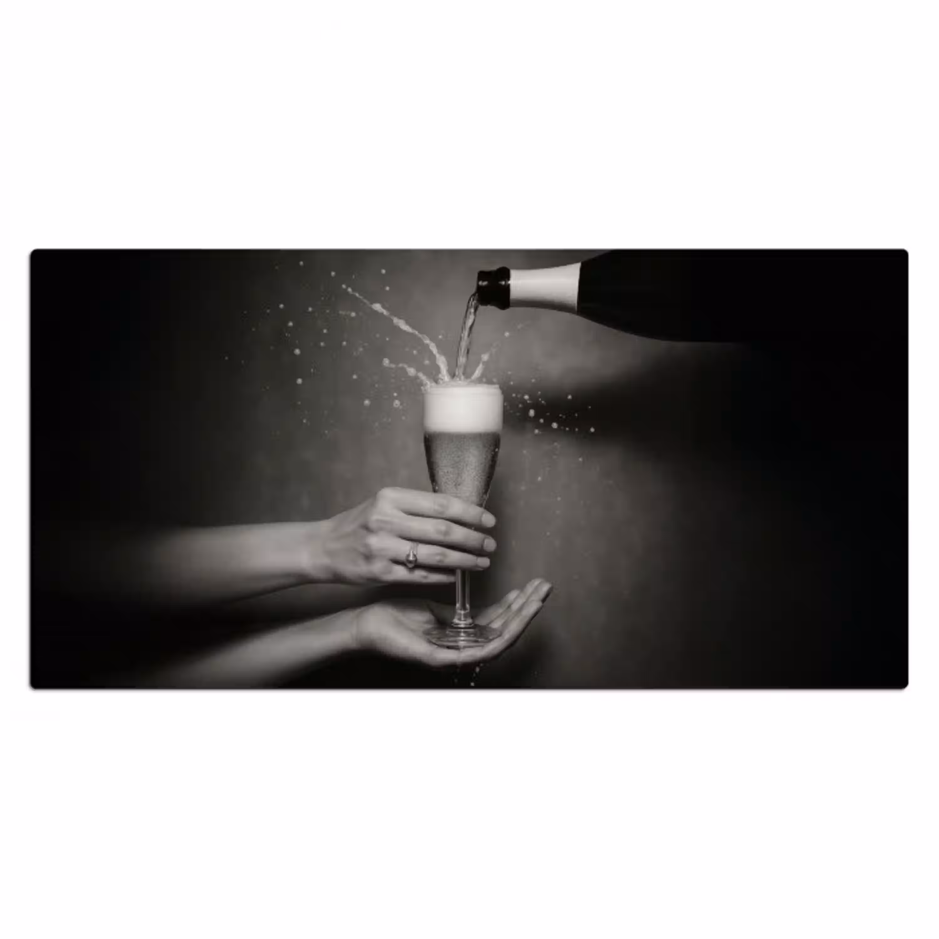 Champagnefles - Glas - Minimalistisch - Spetters Muismat XXL klein -3d_leeg