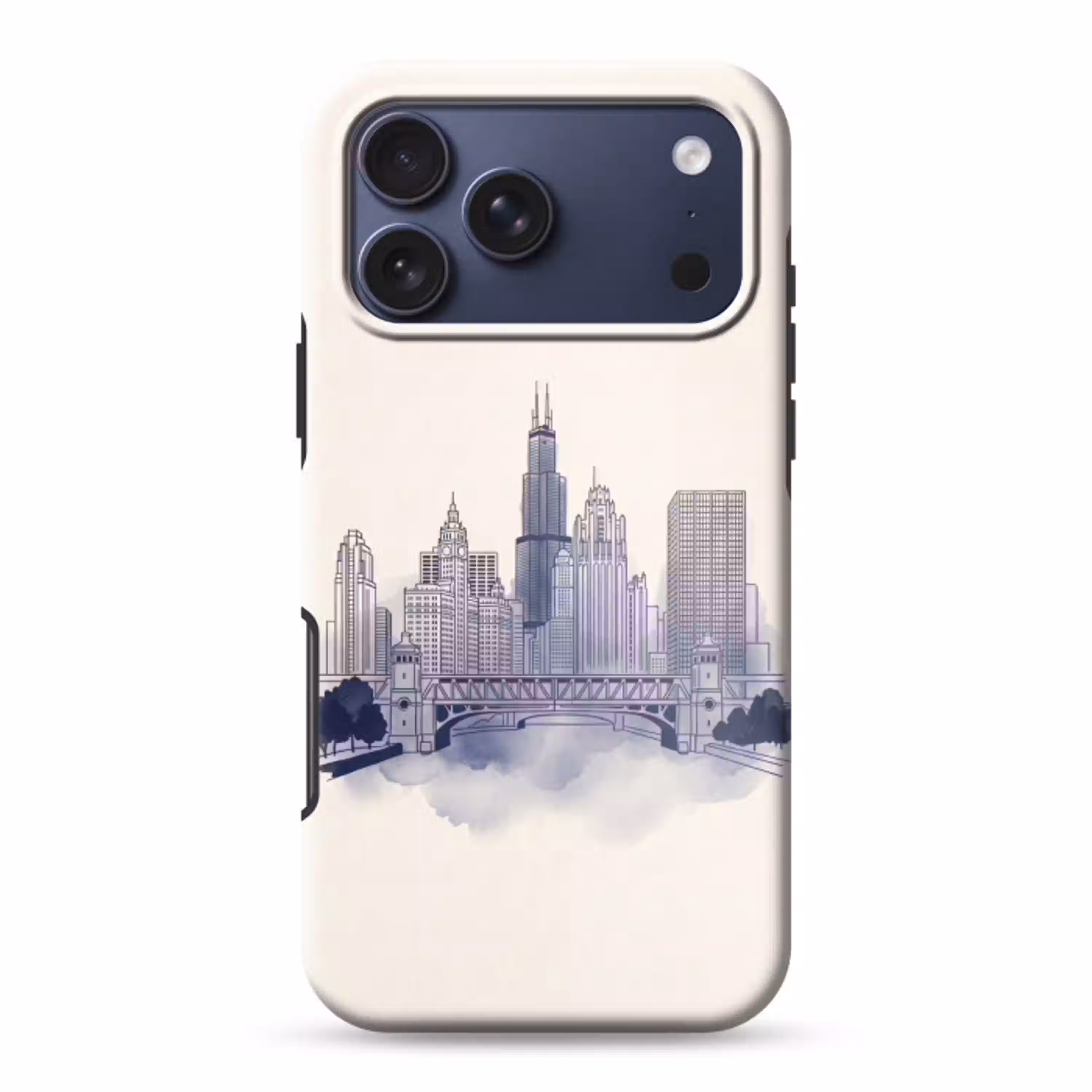 Stad - Skyline - Architectuur - Lijntekening - Blauw Toughcase MagSafe Apple iPhone 17 Pro Max klein -3d