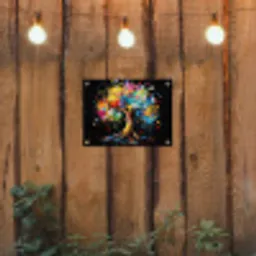 Boom - Kleurrijk - Bloemen - Zwart tuinposter los doek klein -sfeer1