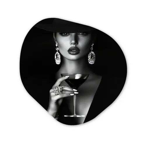 Vrouw - Cocktail - Chic Wandcirkel Organisch Plexiglas middel -3d