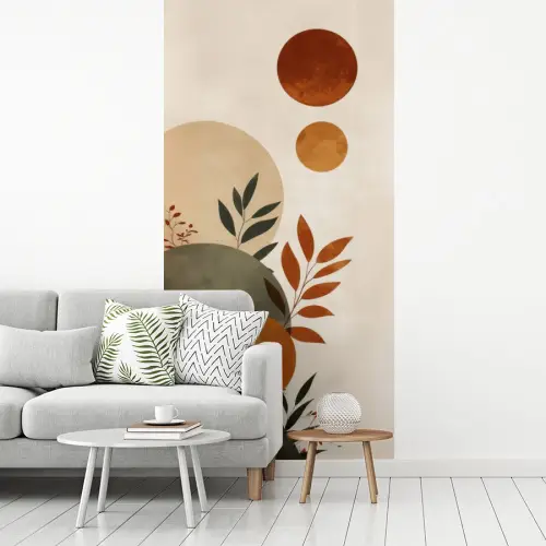 Vormen - Rond - Bladeren - Beige fotobehang vinyl groot -woonkamer