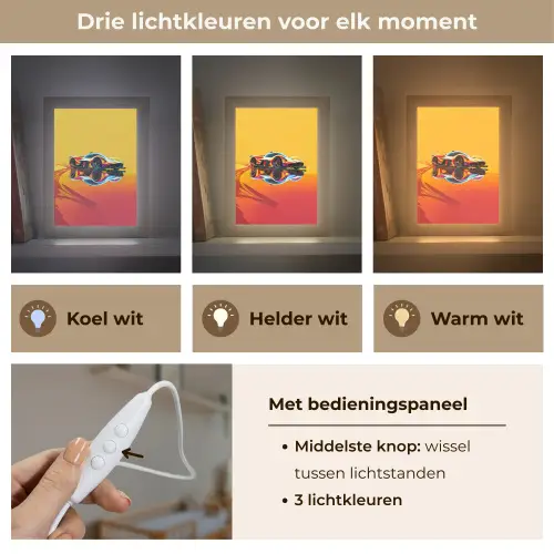 Auto - Race  - F1 - Jongens - Geel - Rood Light Box met kabel klein -USP_lichtkleurNL