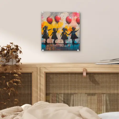 Graffiti - Kinderen - Street art - Ballon - Banksy plexiglas 5mm klein -sfeer4