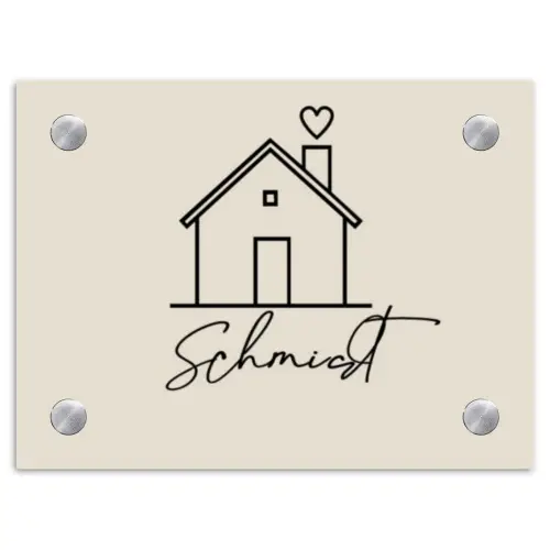 Huis illustratie - Sierlijk Naambord Rechthoek middel -3d