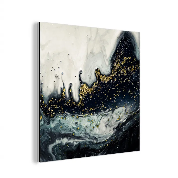 Marmer - Abstract - Goud - Luxe aluminium wit klein -3d