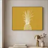 Lijnillustratie - Ananas - Bladkroon - Okergeel Textielframe zwart klein -sfeer2