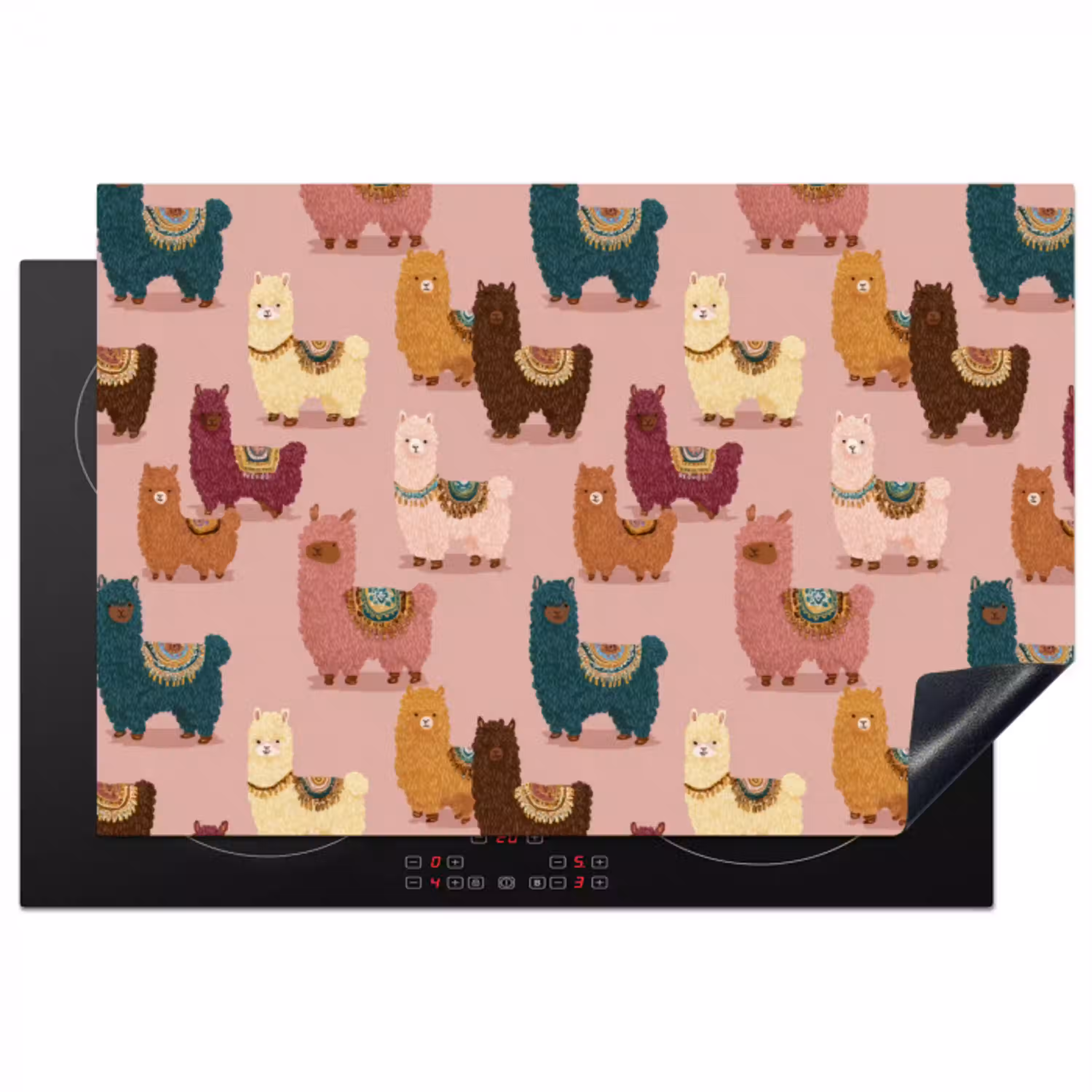 Alpaca's - Patroon - Kleurrijk Inductie beschermer vinyl 3mm klein 276 -3d