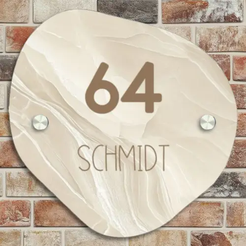 Beige - Marmer - Modern Naambord Organisch middel -sfeer10