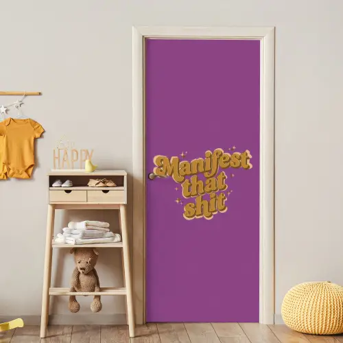 Manifest that shit - Paars - Glitter deurposter klein -sfeer4