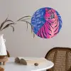 Tijger - Roze - Bladeren - Jungle Wandcirkel behangsticker klein -sfeer3