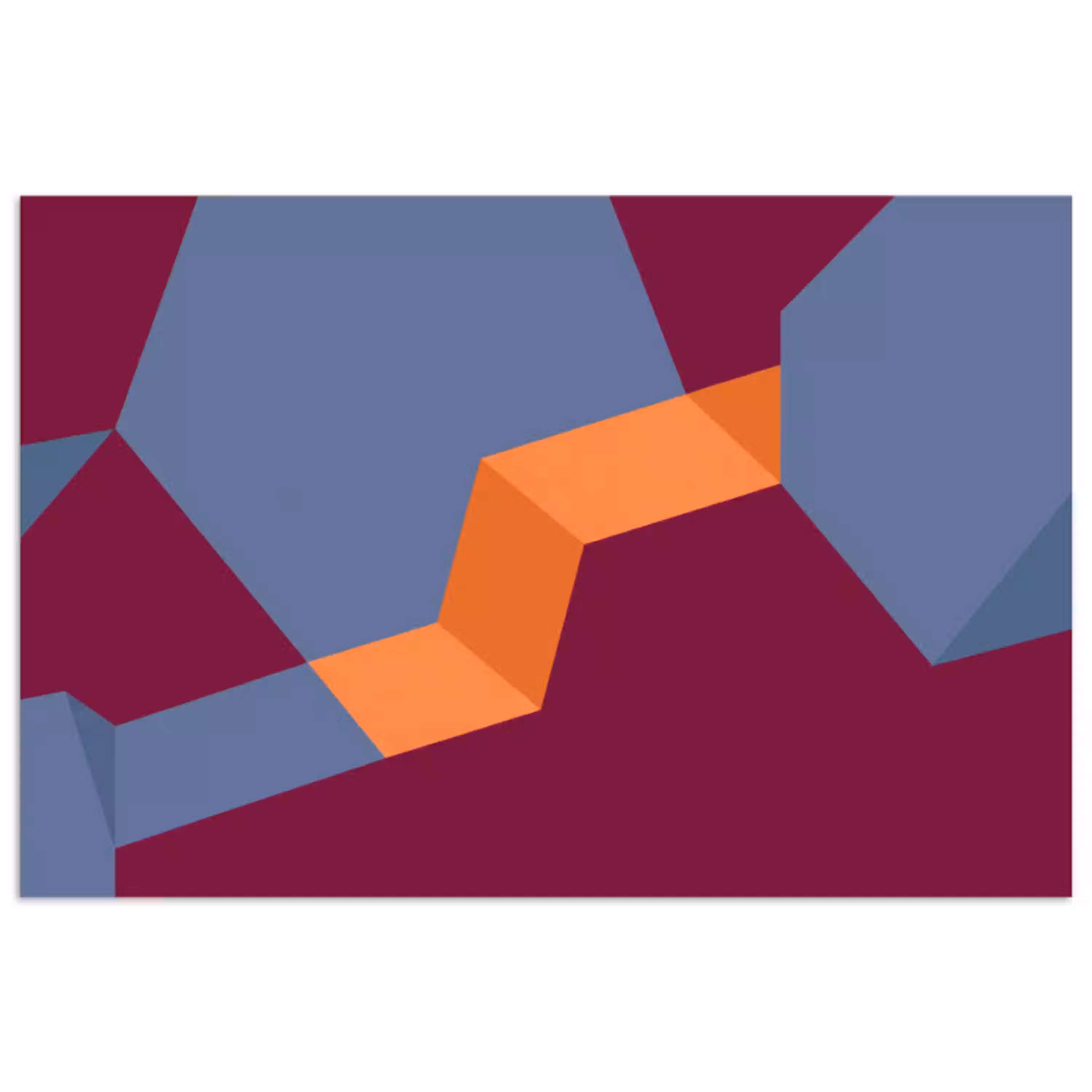 Abstract - Vormen - Modern - Blauw - Oranje poster papier klein -3d