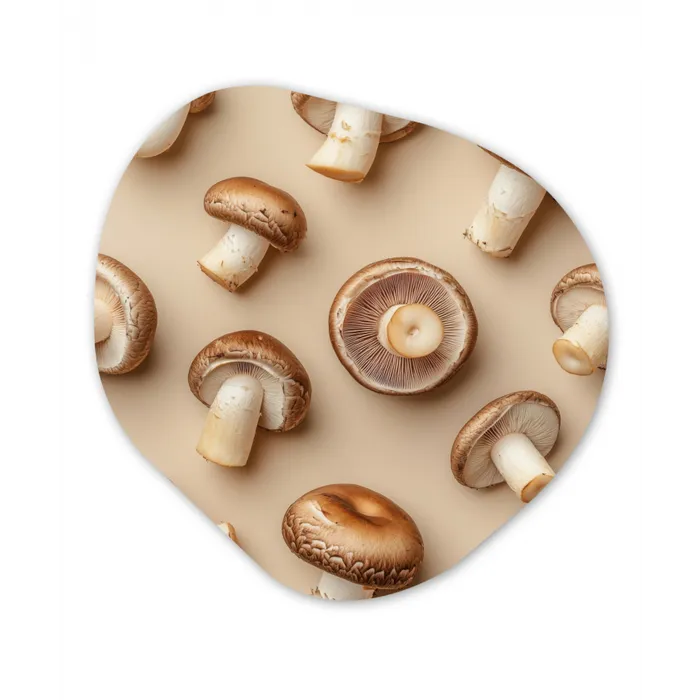 Kastanje Champignons - Beige Wandcirkel Organisch Aluminium middel -3d