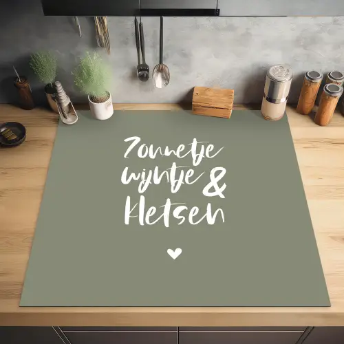 Zomer - Tekst - Zonnetje, wijntje & kletsen - Quotes Inductie beschermer vinyl 3mm middel -sfeer5