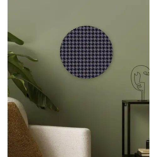 Plaid - Patroon - Ruit - Blauw Wandcirkel kunststof plaat 5mm dik klein 188 -sfeer3