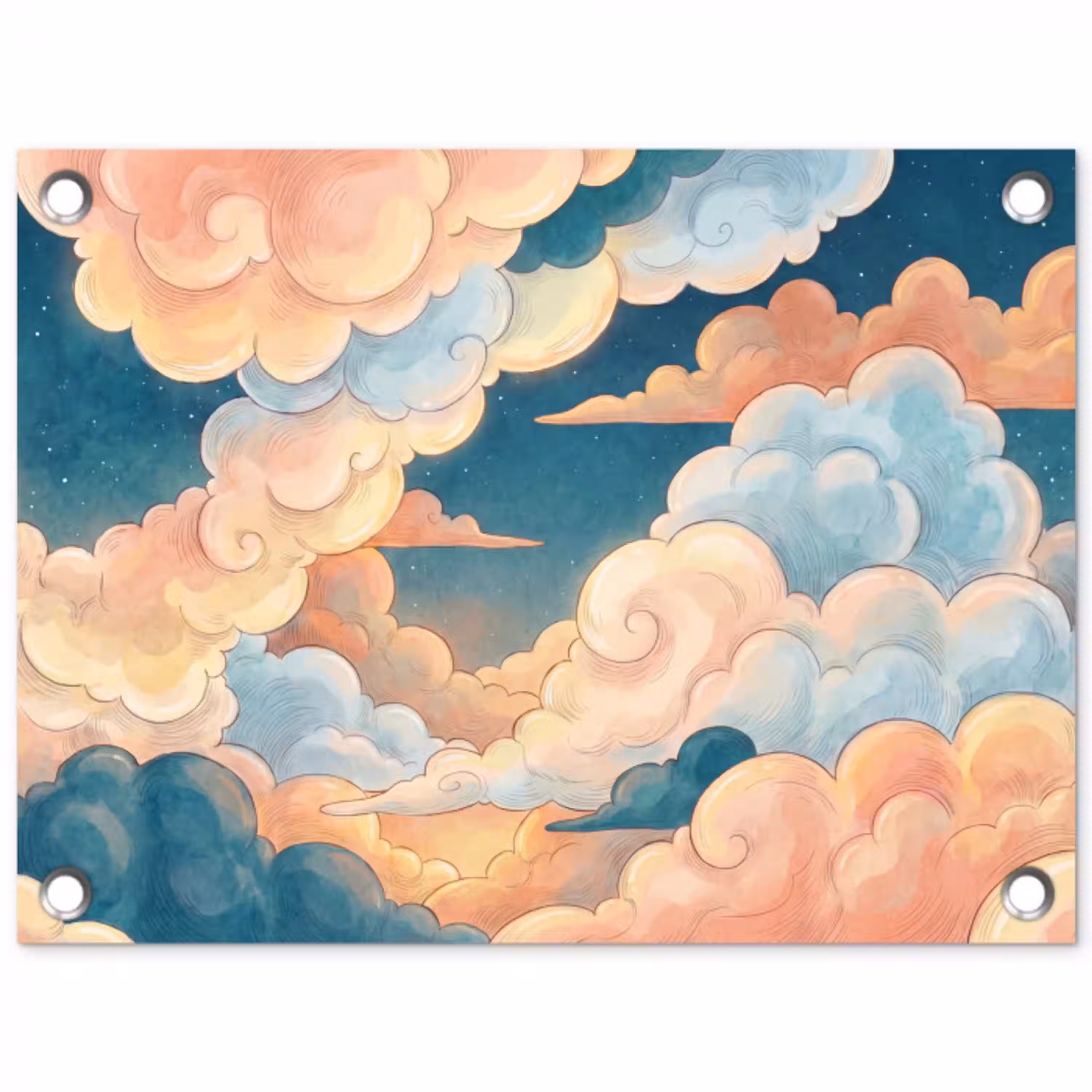Wolk - Lucht - Natuur - Illustratief - Oranje tuinposter los doek klein -3d