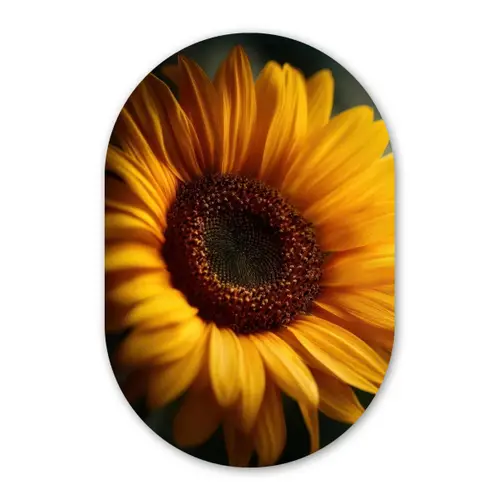 Geel - Zonnebloem - Zomers Wandcirkel Ovaal Forex klein -3d