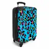 Pantermotief in neonkleuren op blauwe achtergrond NBS - Handbagage koffer - Kinderen Unisex middel -productfoto_3d