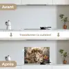 Leeuw - Wilde dieren - Planten - Natuur - Bloemen keuken achterwand spatscherm klein -voor_na_FR