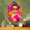 Vrouw - Zonnebril - Abstract - Oranje Wandcirkel Ovaal Glas middel -sfeer2