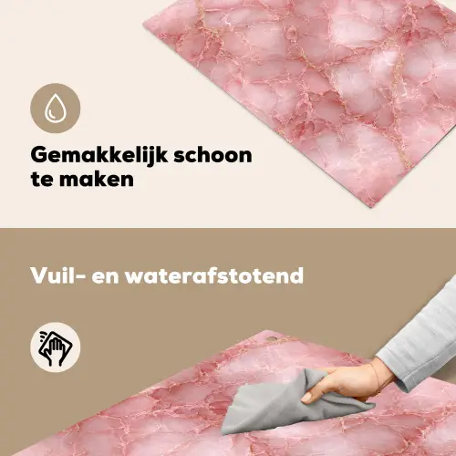 Roze - Kwarts - Goud - Marmer Inductie beschemer met haakjes klein 777 -ky-schoon-nl