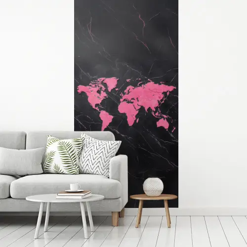 Wereldkaart - Roze - Marmer fotobehang vinyl groot -woonkamer