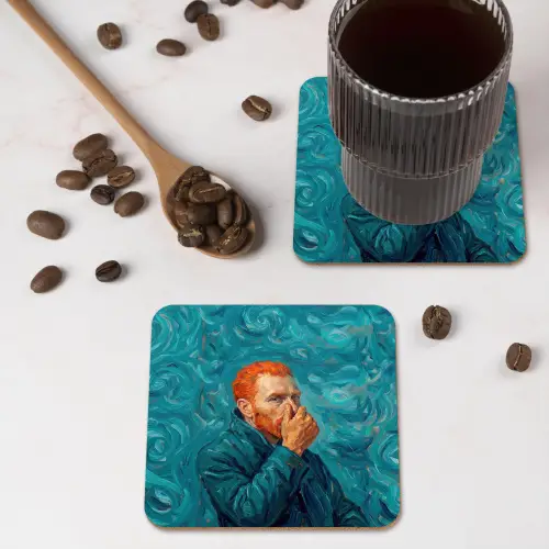 Portret - Klassiek - Blauw onderzetter kurk middel -sfeer2