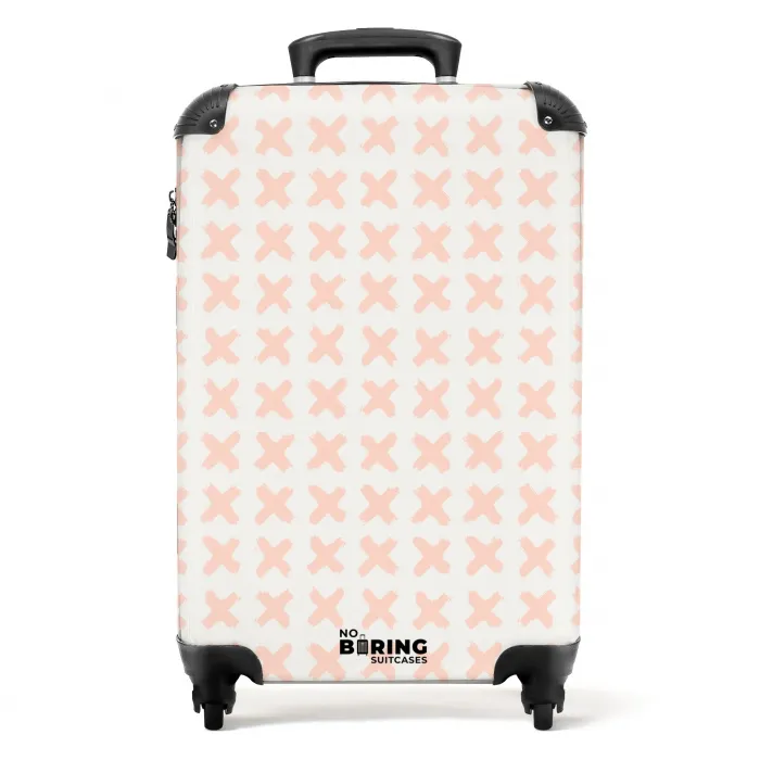 Koraalkruisjes op gebroken wit NBS - Handbagage koffer - Volwassenen Unisex middel -productfoto_recht