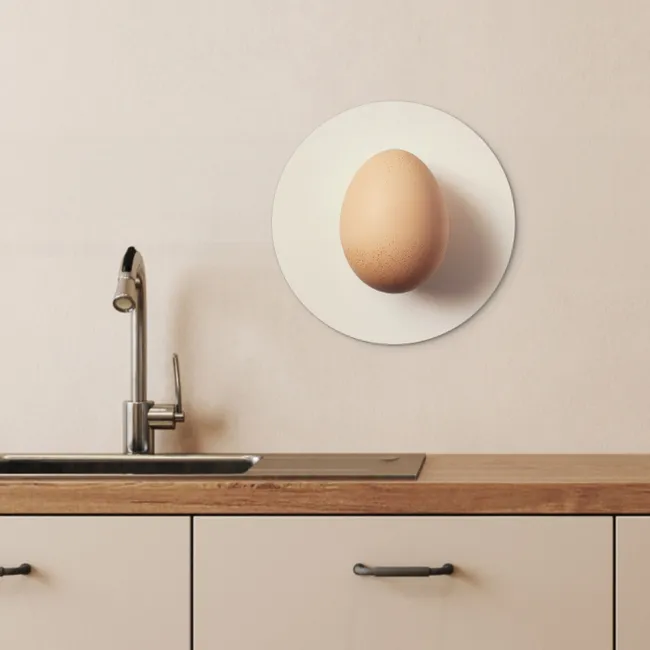 Ei - Beige - Ovaal - Egaal KitchenYeah - Keuken - Wandcirkel Forex klein -sfeer3