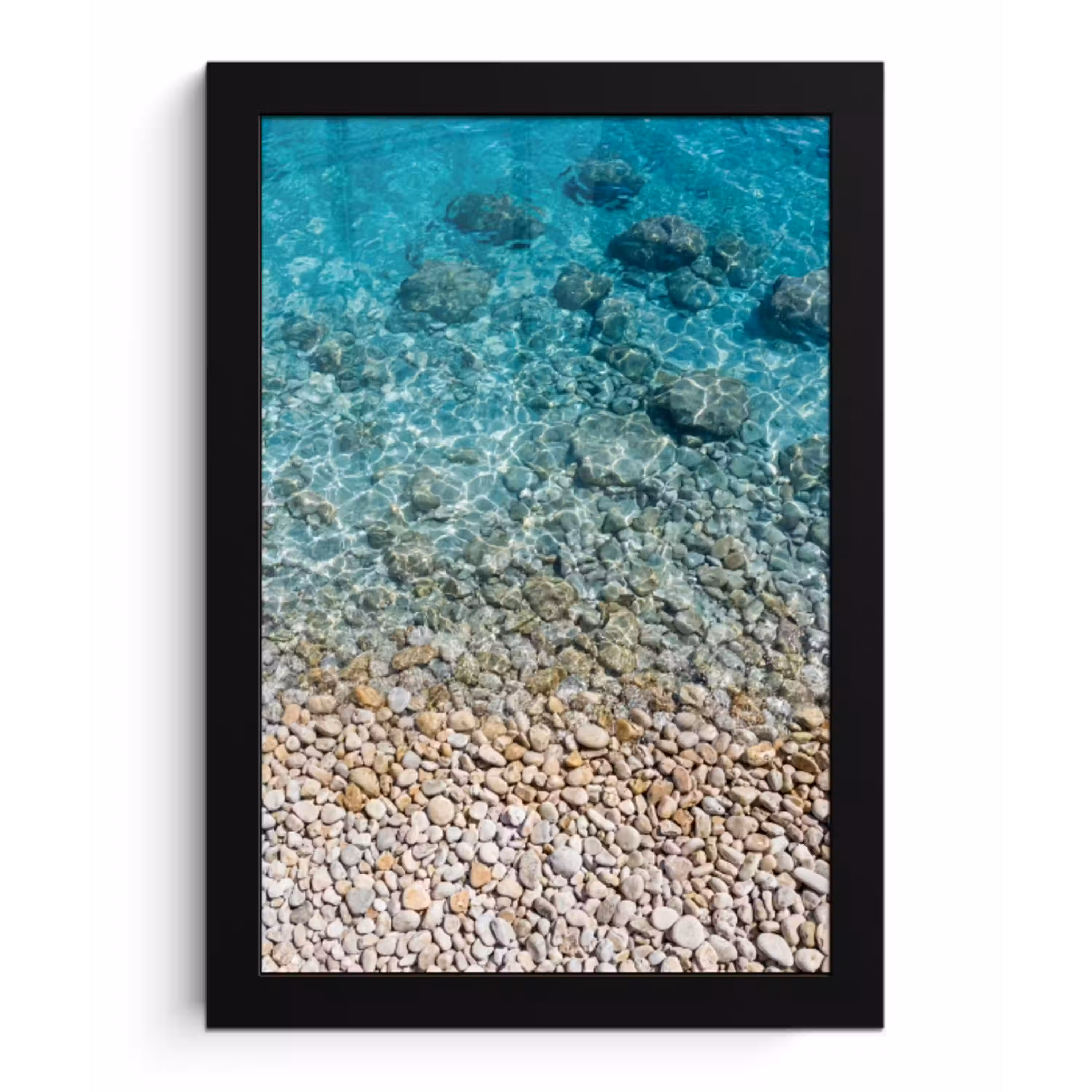 Water - Kiezels - Natuur - Levendig - Turkoois fotolijst zwart zonder passe partout klein -3d