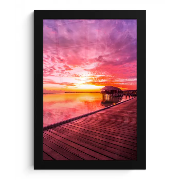 Steiger - Water - Zon - Roze - Horizon fotolijst zwart zonder passe partout klein -3d