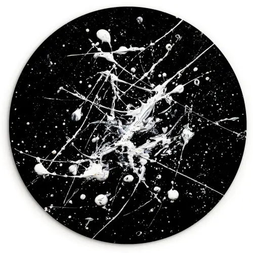 Verfspatten - Wit - Abstract - Explosie Wandcirkel kunststof plaat 5mm dik klein -3d
