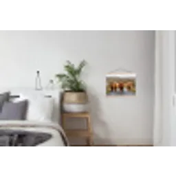 Schotse Hooglanders - Weg - Landschap - Kudde textielposter latten blank klein -woonkamer