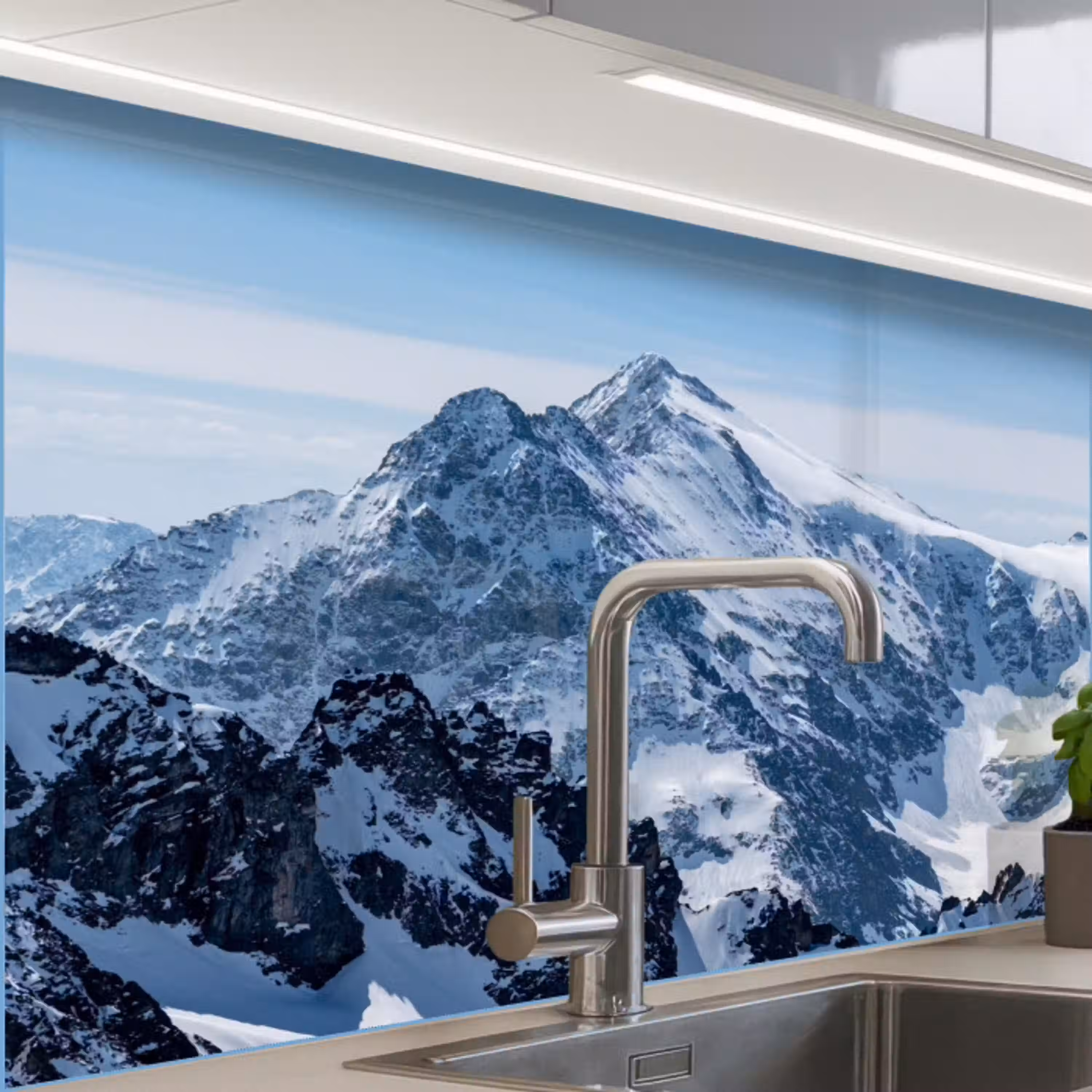 Landschap - Bergen - Sneeuw - Wit keuken achterwand 2 middel -zzzz3d_schuin