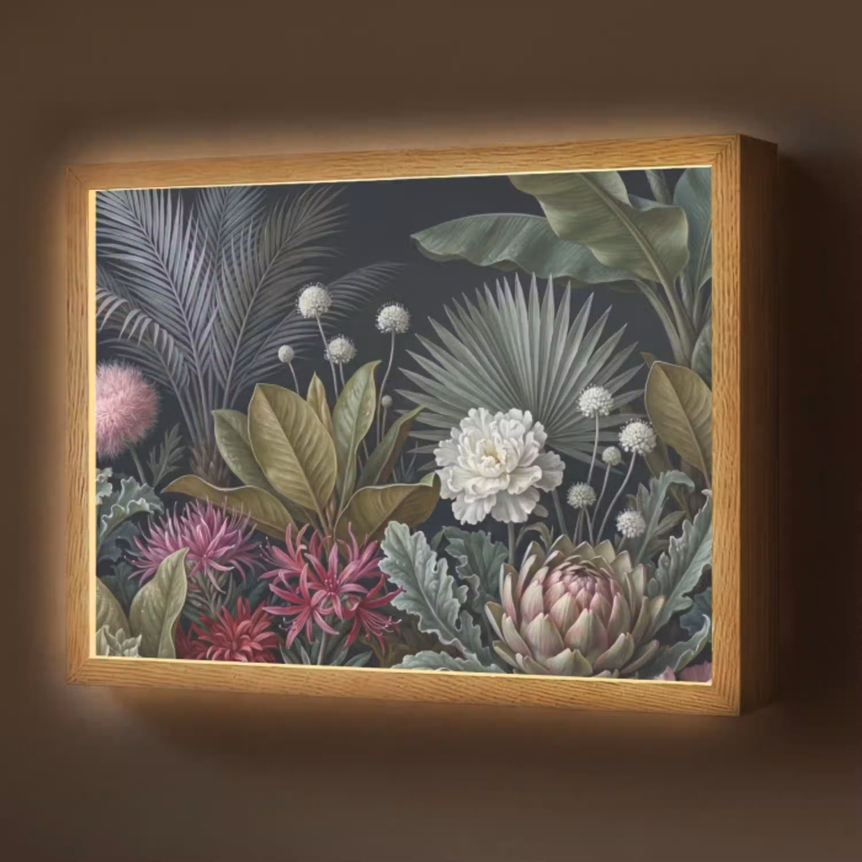 Planten - Tropisch - Botanisch - Donker - Groen Light Box met batterij (Wandlamp) middel -z3d_website