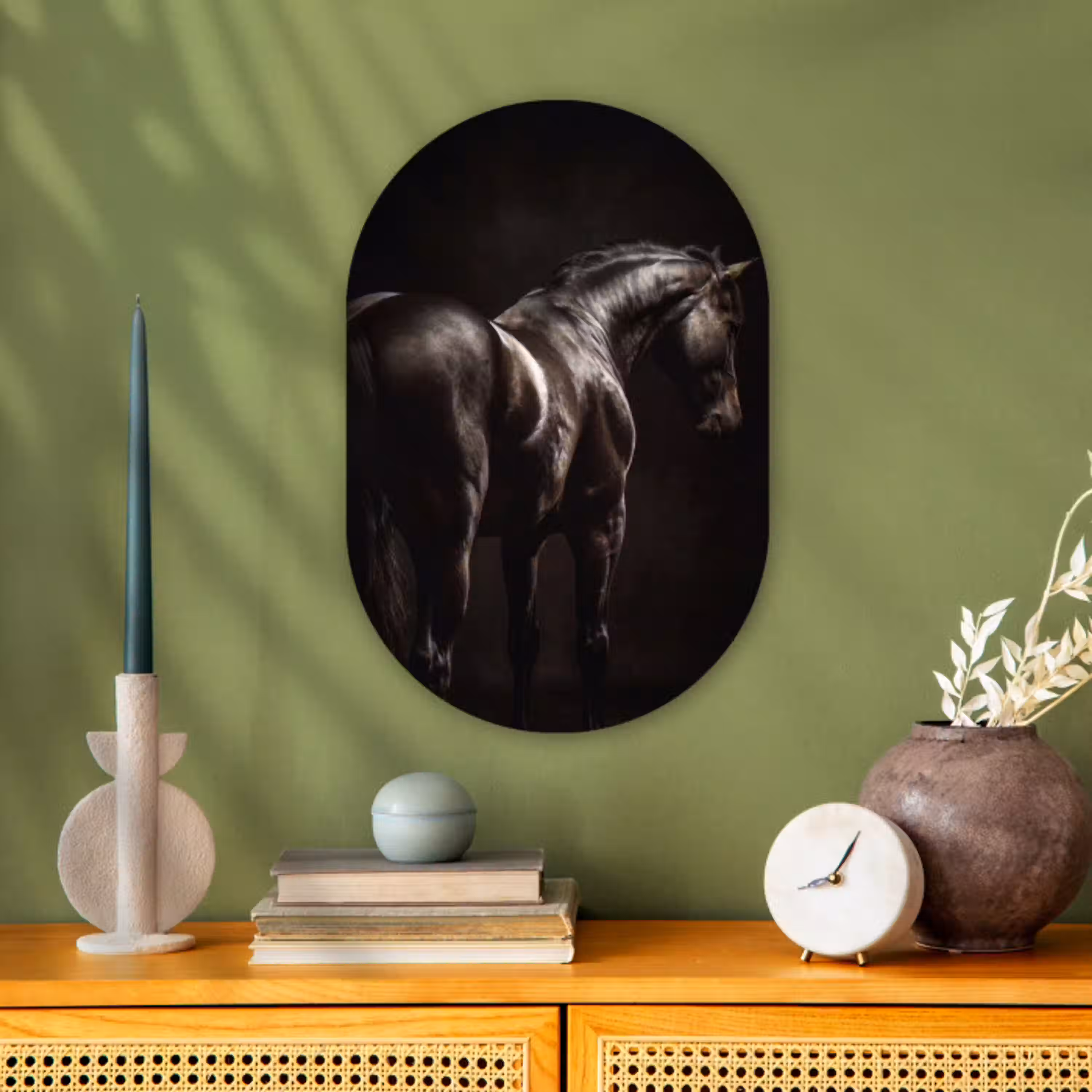 Krachtig - Paard - Donker Wandcirkel Ovaal Forex klein -sfeer2