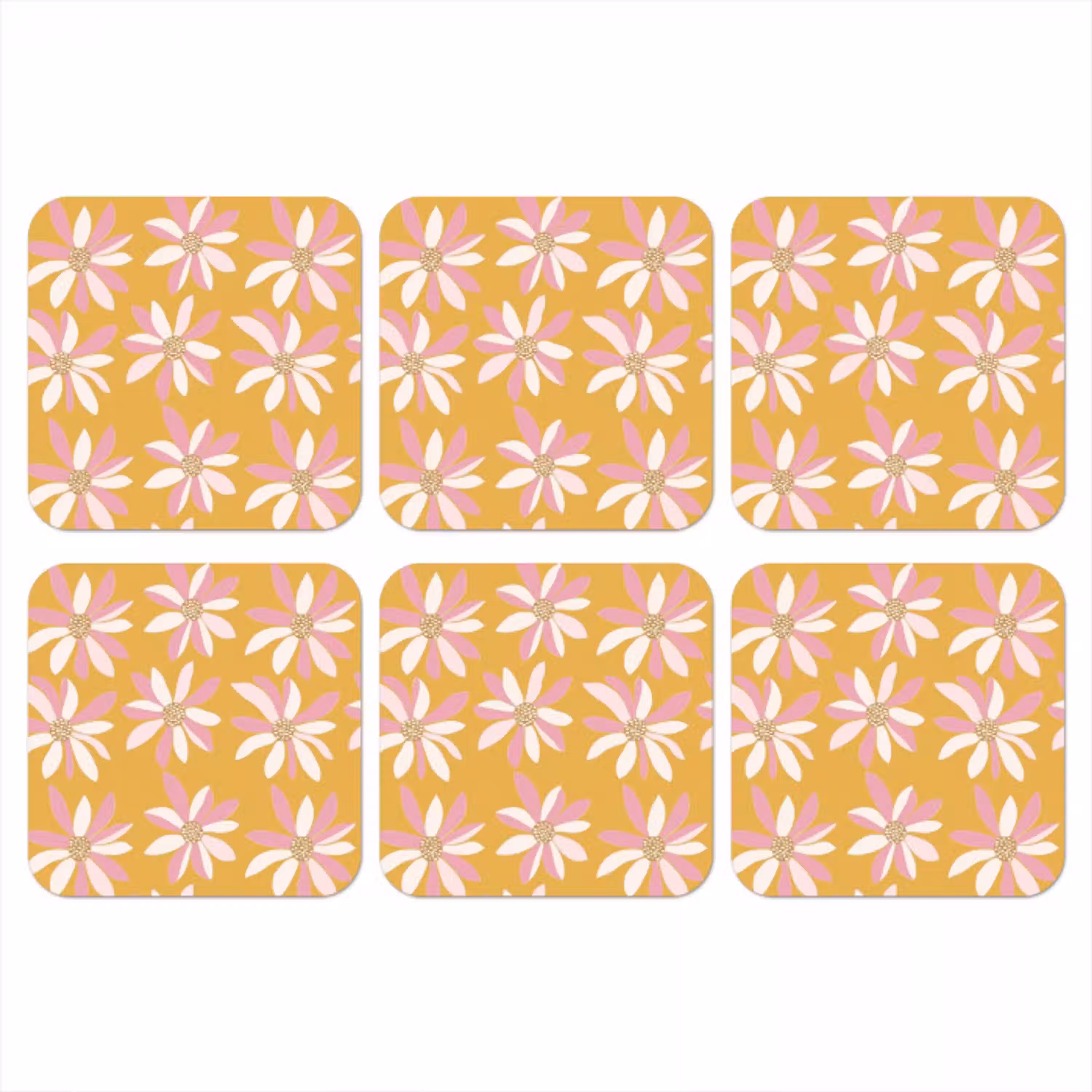 Bloemen - Modern - Geel onderzetter kurk middel 366 -3d