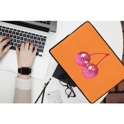 Discoballen - Kers - Spiegels - Roze laptophoes neopreen klein -bureau